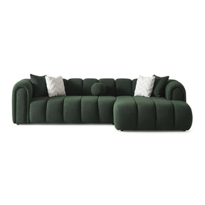 Modern European furniture - Modern Dark Green Boucle Right-Facing Sectional Sofa - www.oroa.com