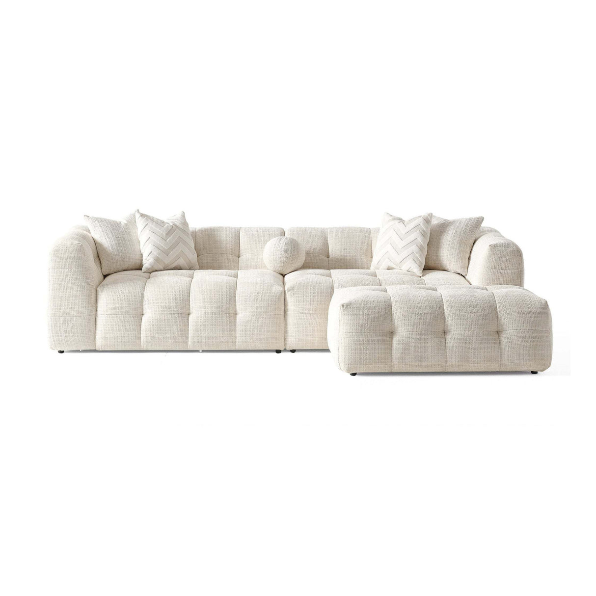 Alana Tufted Ivory Chenille Modular Sectional Sofa | OROA