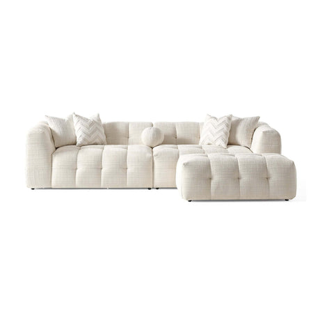 Alana Tufted Ivory Chenille Modular Sectional Sofa | OROA