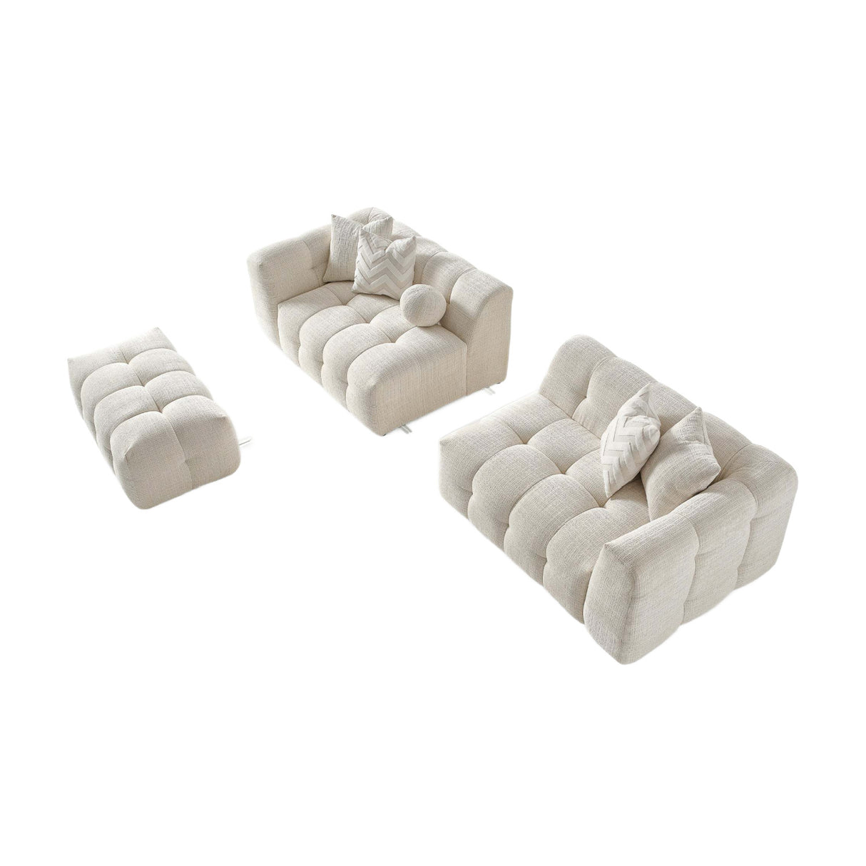 Alana Tufted Ivory Chenille Modular Sectional Sofa | OROA