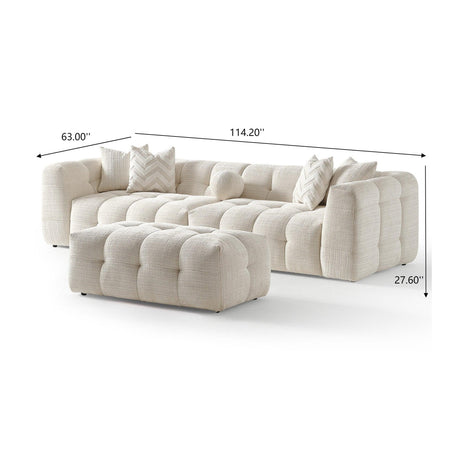 Alana Tufted Ivory Chenille Modular Sectional Sofa | OROA