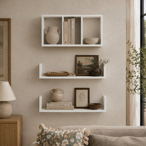 Modern European furniture - Floating Wall Shelves Set of 3 - www.oroa.com