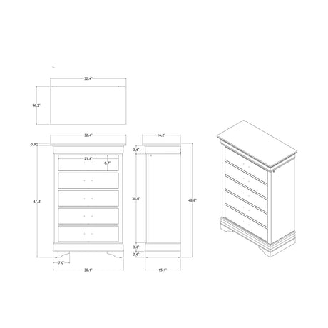 Modern European furniture - Charlston Blue 5-Drawer Chest with LED Lighting - www.oroa.com
