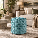 Modern European furniture - Ice Blue Velvet Ottoman - www.oroa.com