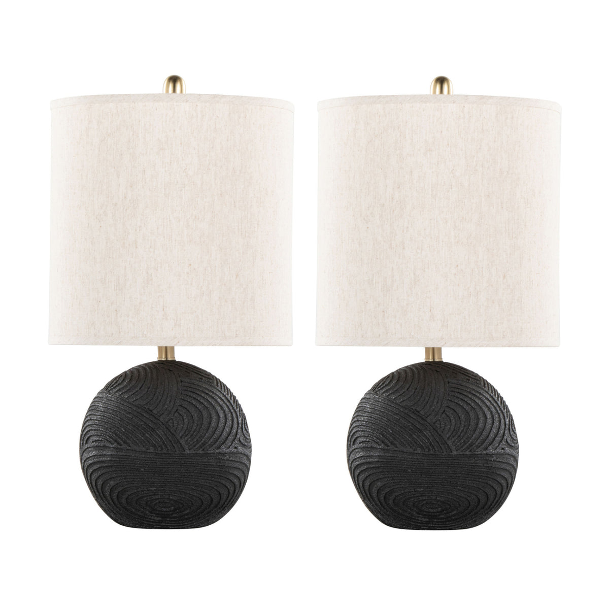 Contemporary Black and Brass Table Lamps (2) by OROA