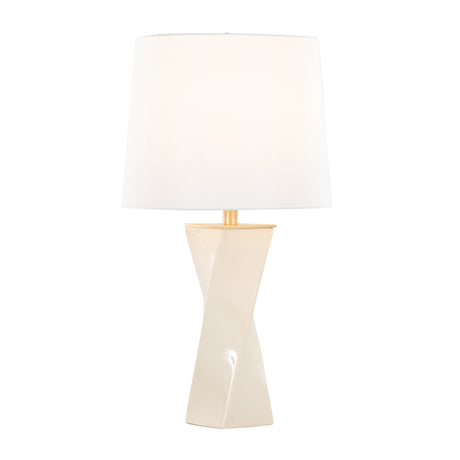 Contemporary Square Cream Ceramic Table Lamp by OROA