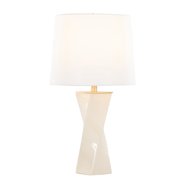 Contemporary Square Cream Ceramic Table Lamp by OROA