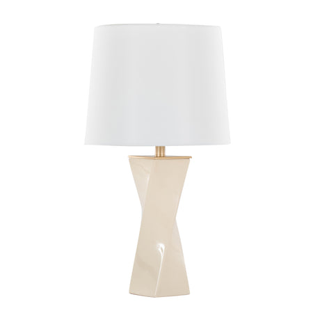Contemporary Square Cream Ceramic Table Lamp by OROA