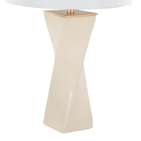 Contemporary Square Cream Ceramic Table Lamp by OROA