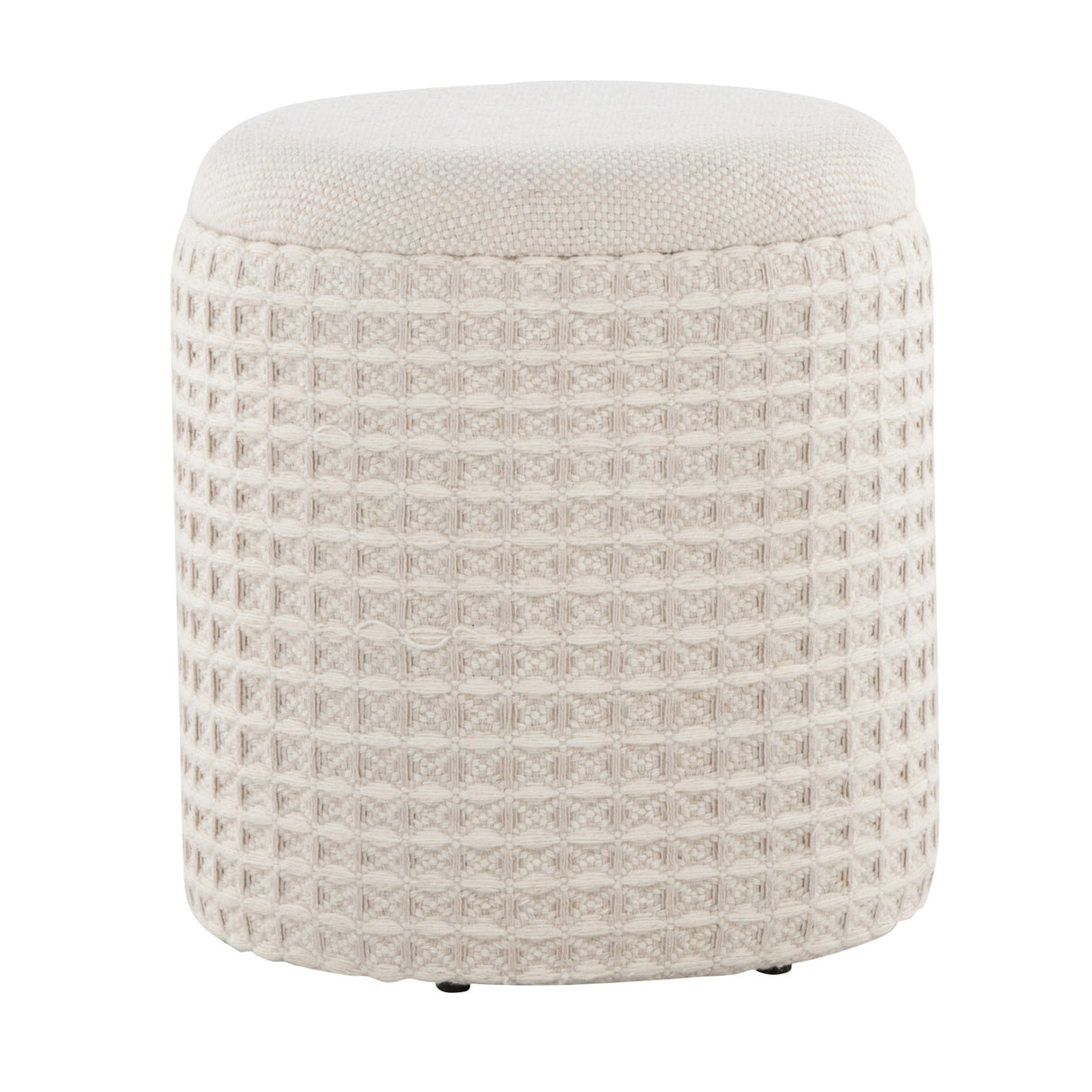 Ivory Woven Textured Storage Ottoman | OROA