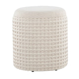 Ivory Woven Textured Storage Ottoman | OROA