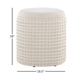 Ivory Woven Textured Storage Ottoman | OROA