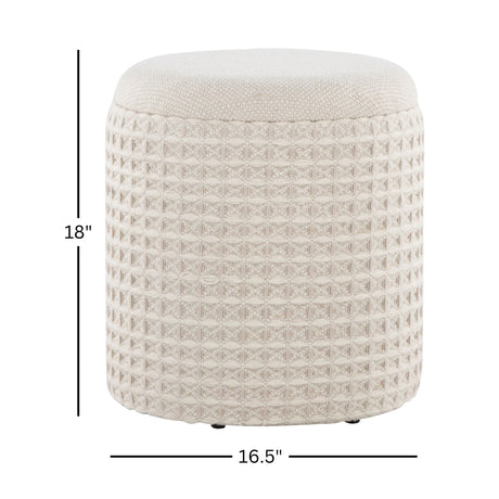 Ivory Woven Textured Storage Ottoman | OROA