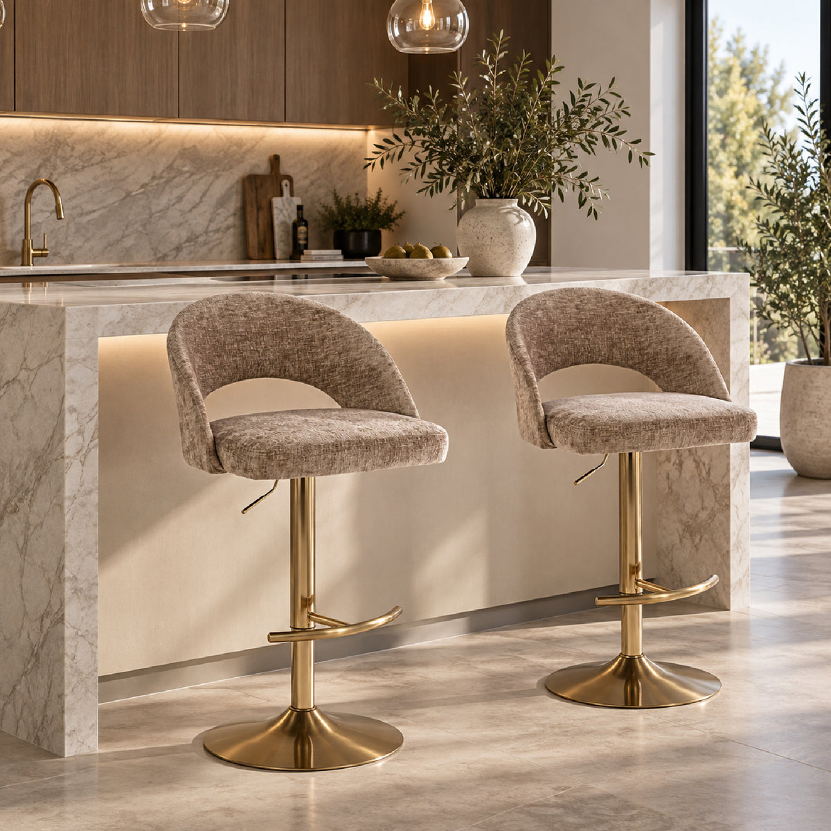 Modern Style Adjustable Barstools (2) | OROA