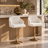 Adjustable Cream Gold Swivel Barstools (2) | OROA