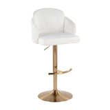 Adjustable Cream Gold Swivel Barstools (2) | OROA