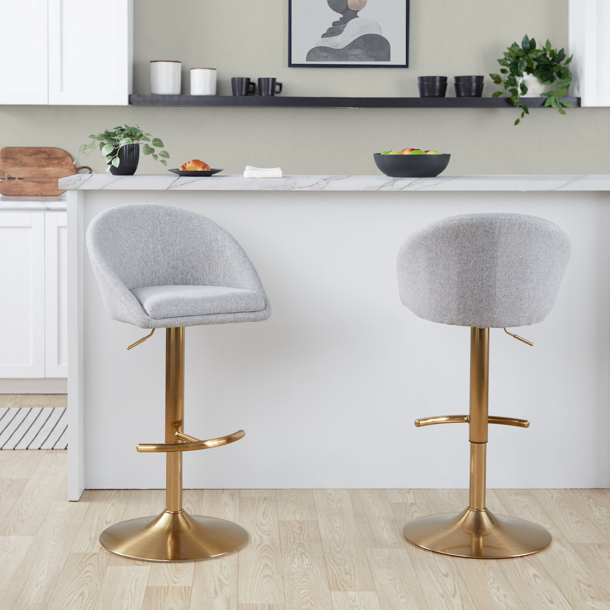 Contemporary Upholstered Adjustable Barstools (2) | OROA