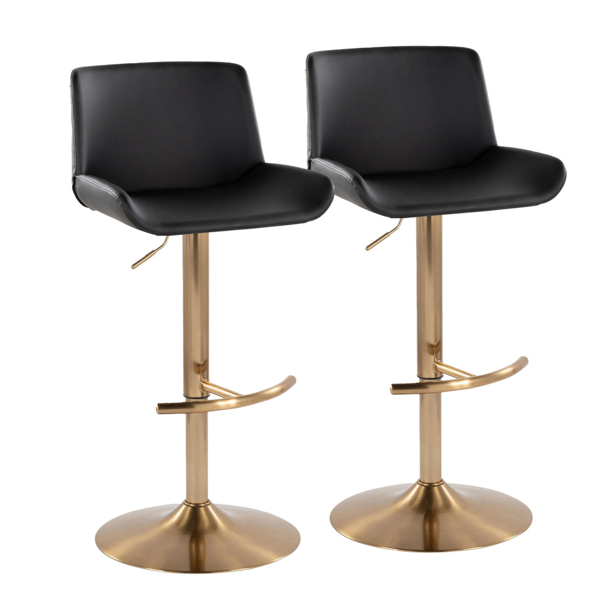 Black Gold Upholstered Swivel Barstools (2) | OROA