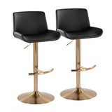Black Gold Upholstered Swivel Barstools (2) | OROA