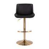 Black Gold Upholstered Swivel Barstools (2) | OROA