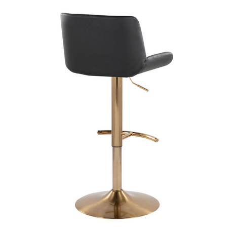 Black Gold Upholstered Swivel Barstools (2) | OROA