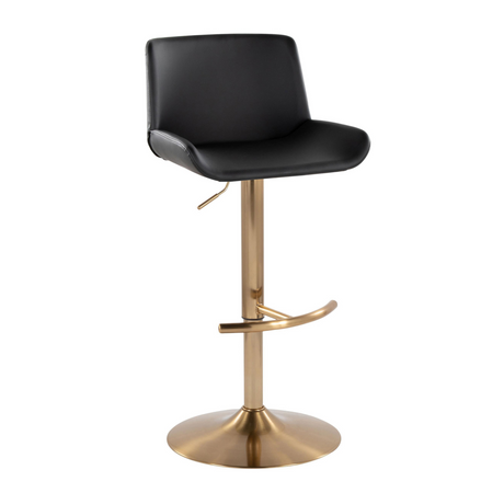 Black Gold Upholstered Swivel Barstools (2) | OROA