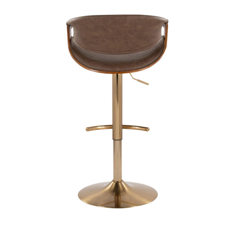 Contemporary Adjustable Gold Metal Swivel Barstools (S/2) | OROA
