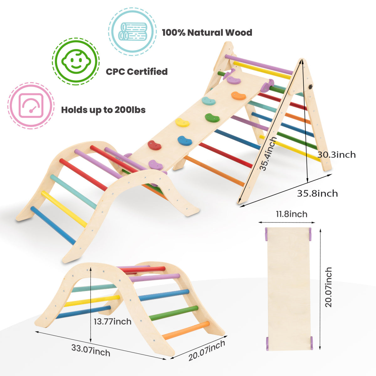 Pink Foldable Montessori Pikler Triangle Climbing Set | OROA Kids