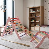 Pink Foldable Montessori Pikler Triangle Climbing Set | OROA Kids