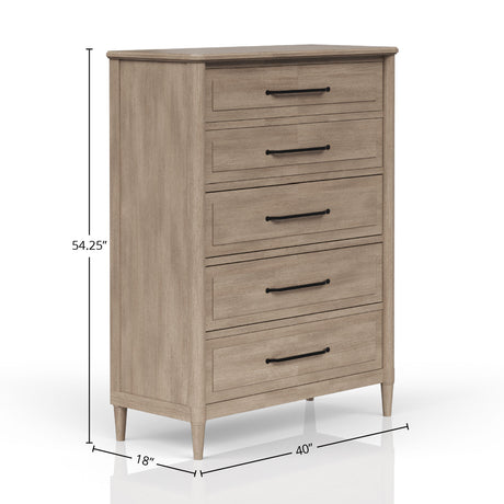 Modern European furniture - Solid Wood 5 Drawer Chest - www.oroa.com