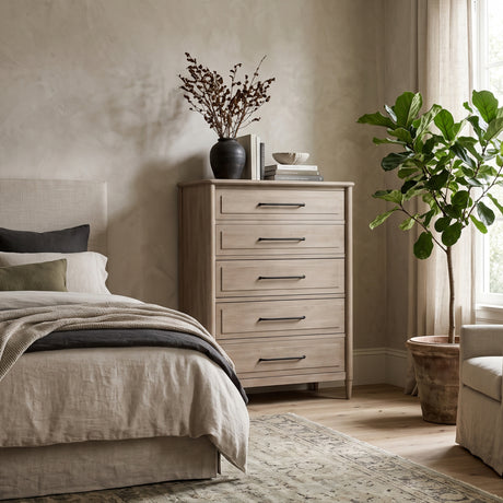 Modern European furniture - Solid Wood 5 Drawer Chest - www.oroa.com