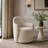 Ivory Swivel Barrel Accent Chair | OROA