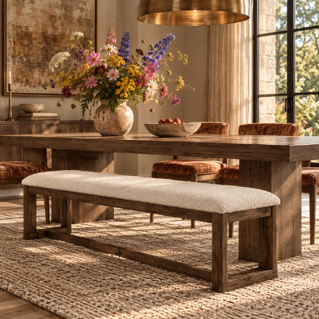 Dark Oak Upholstered Dining Bench by OROA