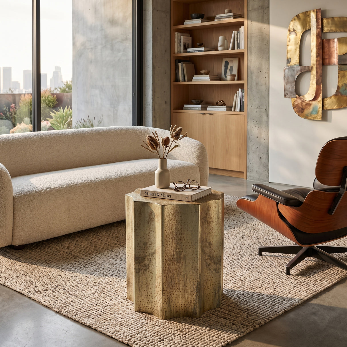 Gold Metal Drum Side Table | OROA