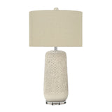 Cream Ceramic Textured Table Lamp by OROA
