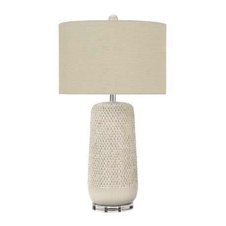 Cream Ceramic Textured Table Lamp by OROA