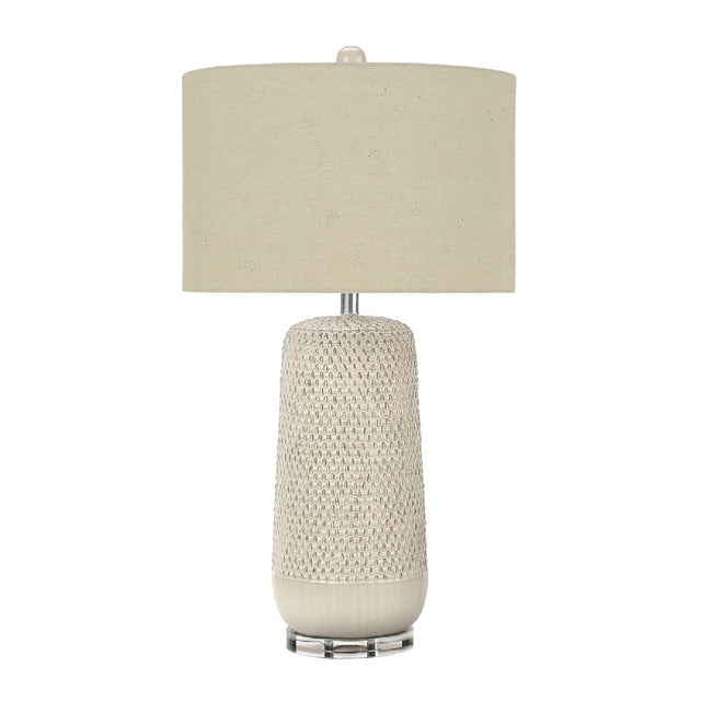 Cream Ceramic Textured Table Lamp by OROA