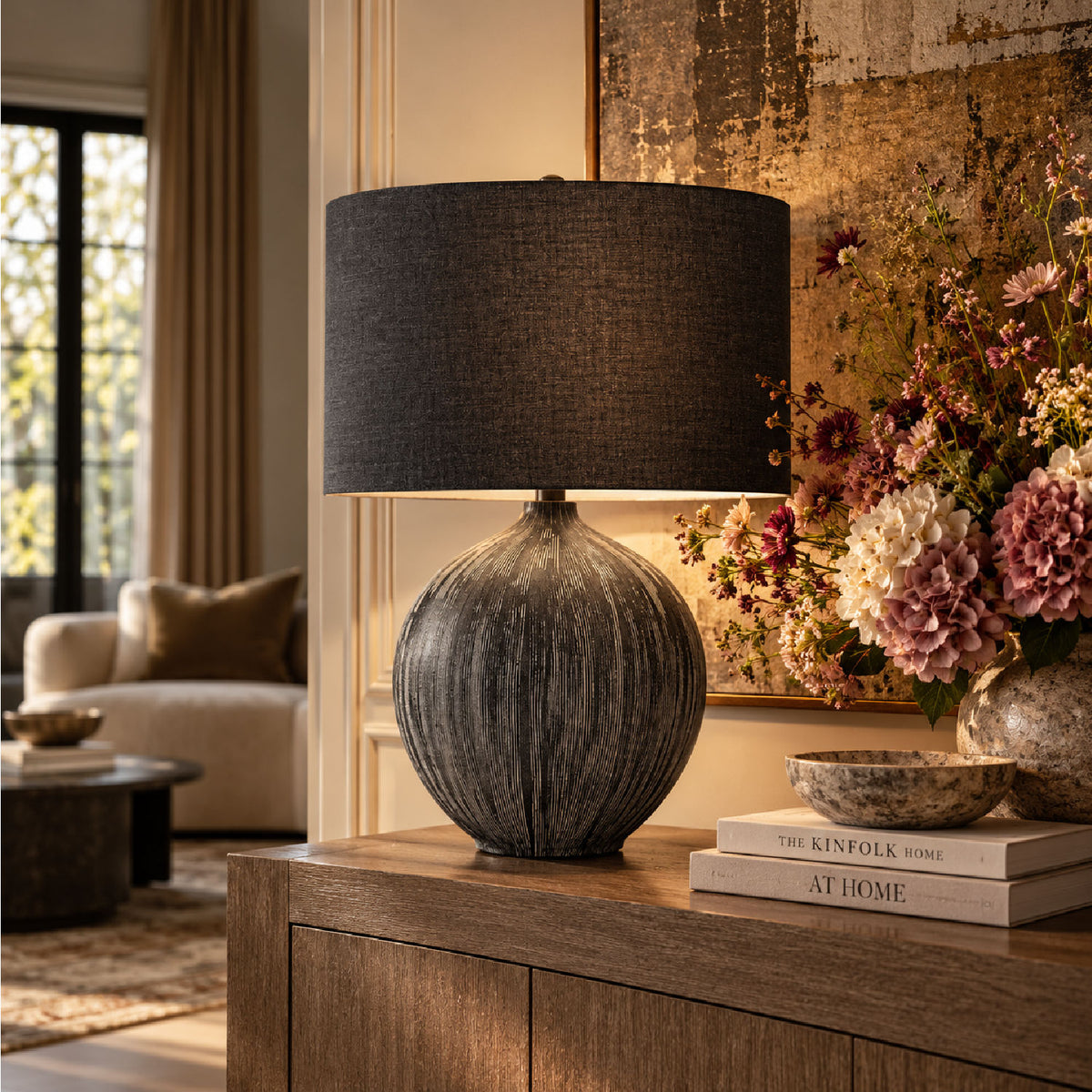 Black Ceramic Table Lamp by OROA