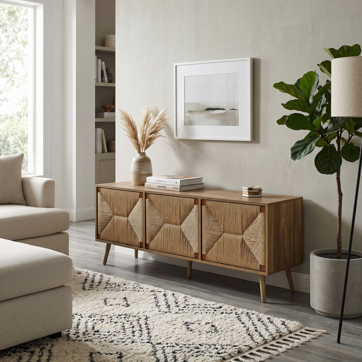 Natural Seagrass Accents TV Stand | OROA