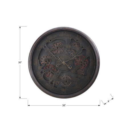 Modern European furniture - Round Black Gear Mechanism Wall Clock - www.oroa.com