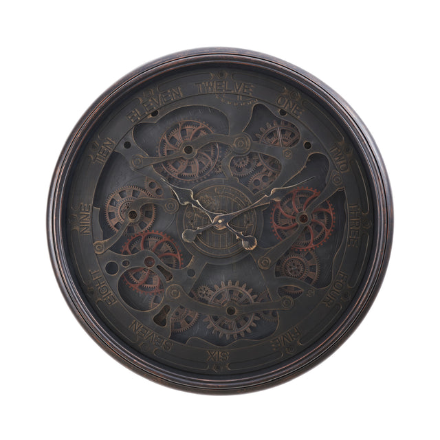 Modern European furniture - Round Black Gear Mechanism Wall Clock - www.oroa.com