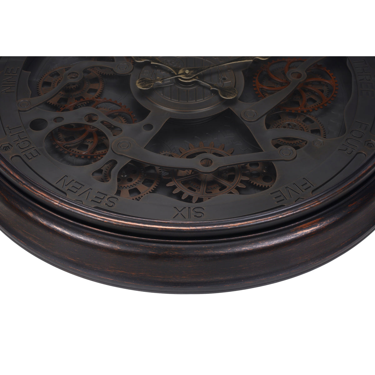 Modern European furniture - Round Black Gear Mechanism Wall Clock - www.oroa.com