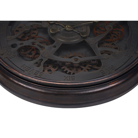 Modern European furniture - Round Black Gear Mechanism Wall Clock - www.oroa.com