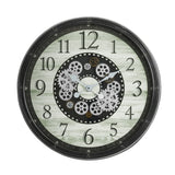 Round Oversized Brown Gear Wall Clock | OROA