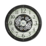 Round Oversized Brown Gear Wall Clock | OROA