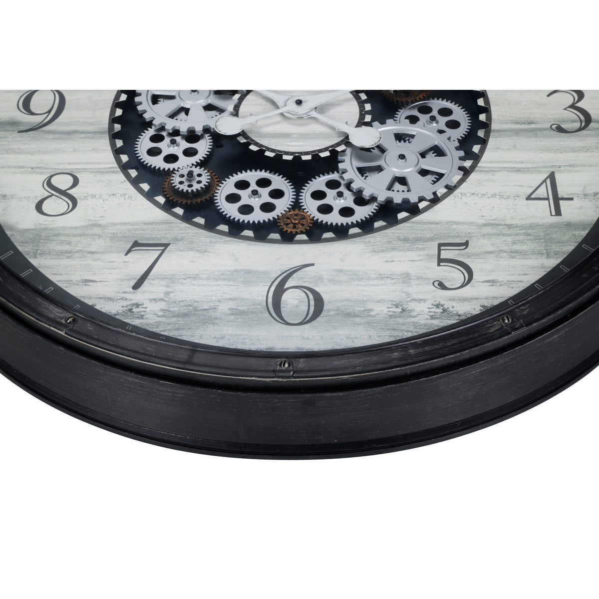 Round Oversized Brown Gear Wall Clock | OROA