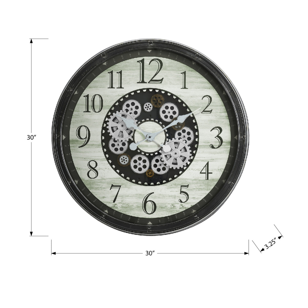 Round Oversized Brown Gear Wall Clock | OROA