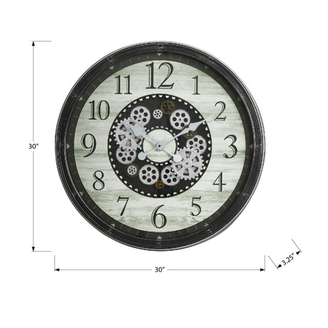 Modern European furniture - Round Oversized Brown Gear Wall Clock - www.oroa.com