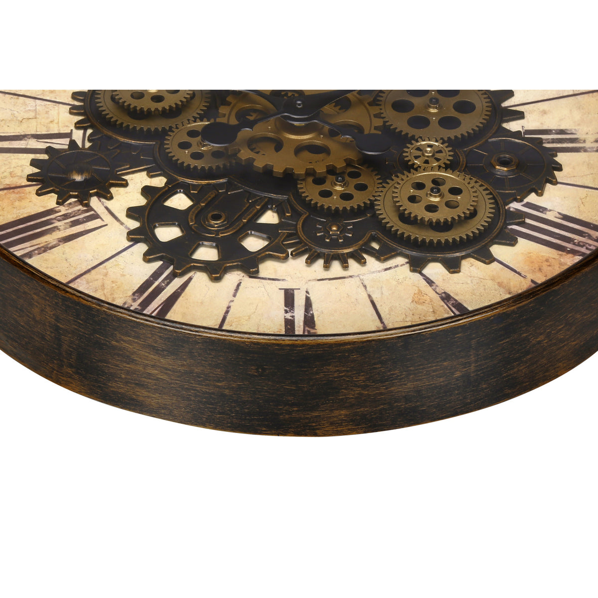 Modern European furniture - Round Brown Gear Mechanism Wall Clock - www.oroa.com