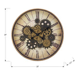 Modern European furniture - Round Brown Gear Mechanism Wall Clock - www.oroa.com